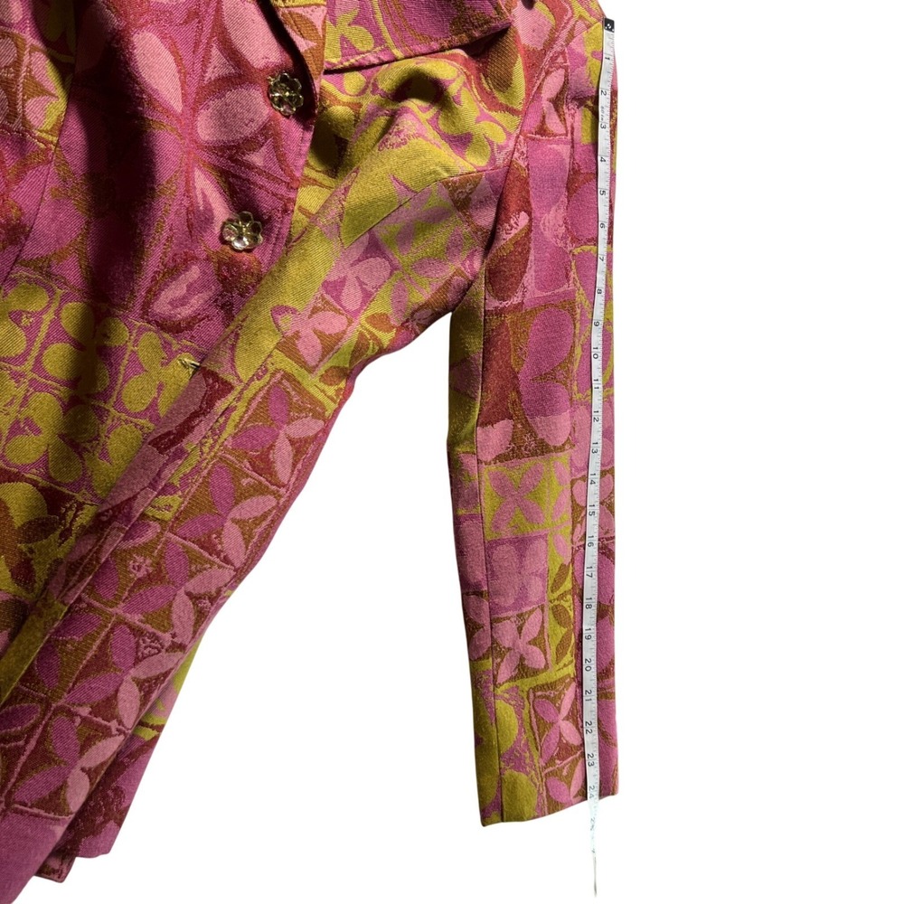 Vintage Y2K Psychedelic Floral Blazer‎ 90s Mod Retro Pink Green Statement Jacket - Picture 7 of 12